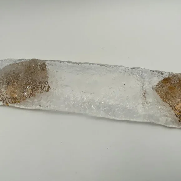 Handmade Unique Texture 16" Gold Leaf Rectangular Glass Platter Made in Japan - Picture 2 of 7